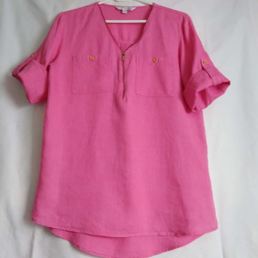 Linen Ellen Tracy Top Pink S